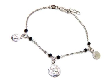 NLB|NALBORI Woman bracelet Silver 925 black crystal ancient coin