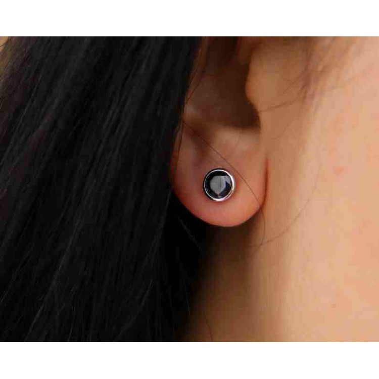 NLB|925: Earrings cipollino 6 mm light point with zircon. for men and women