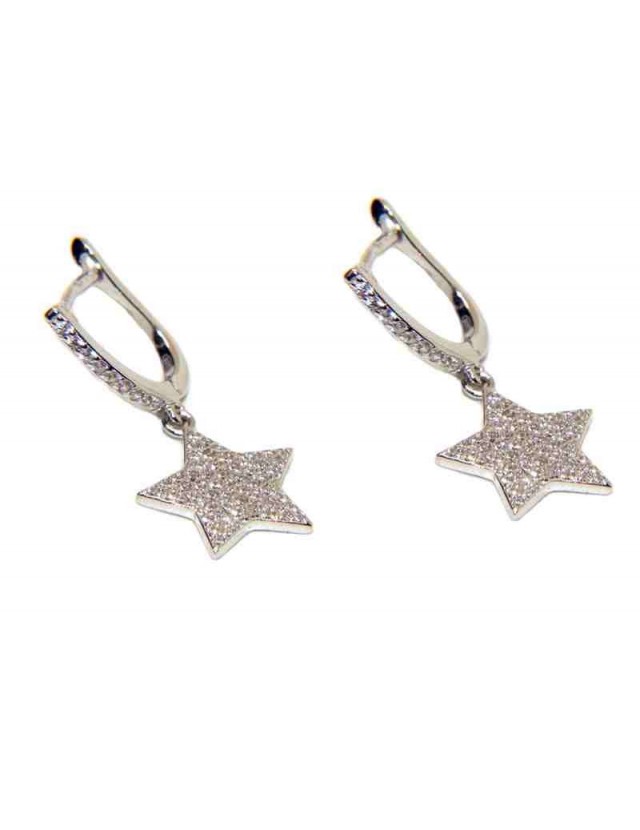 orecchini argento 925 a cerchio con stelle ciondoli di zirconi NALBORI orecchini argento 925 a cerchio con stelle ciondoli di zirconi NALBORI