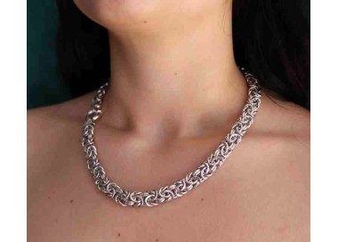 NLB|SILVER 925: Huge Ladies necklace silver 925 12 mm Byzantine chain more than 75 grams