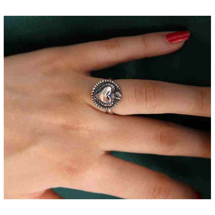 NLB|Ring Silver 925 for man or woman adjustable shield sacred Heart