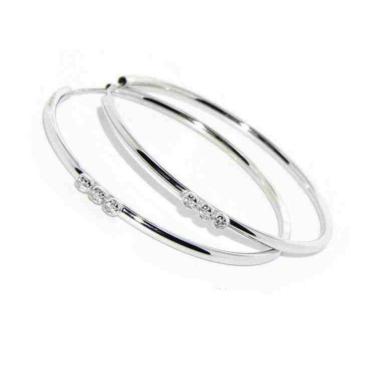 NLB|NALBORI earrings 925 silver circles 45 mm trilogy natural zircons