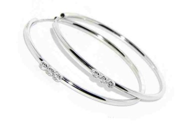 NLB|NALBORI earrings 925 silver circles 45 mm trilogy natural zircons