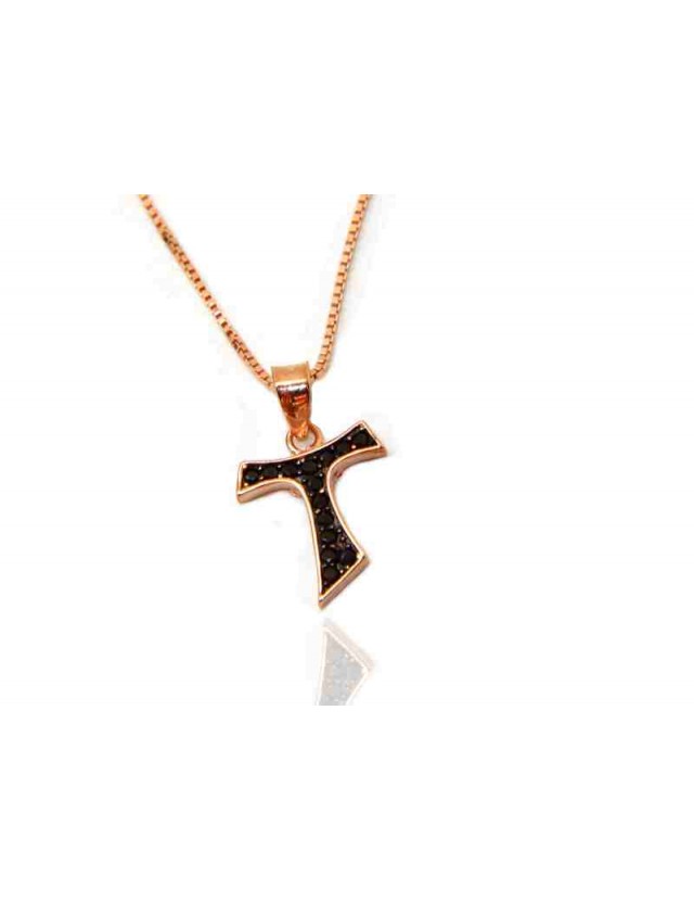 NALBORI Collana argento 925 con TAU zirconi neri placcato oro rosa NALBORI Collana argento 925 con TAU zirconi neri placcato oro rosa
