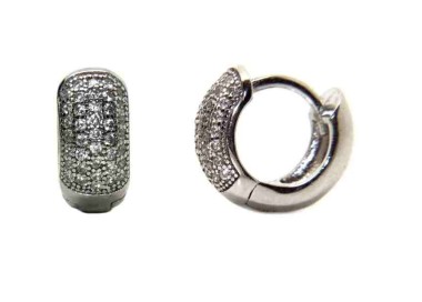 NALBORI 925 silver micro hoops earrings small 5 rows of cubic zirconia 12mm