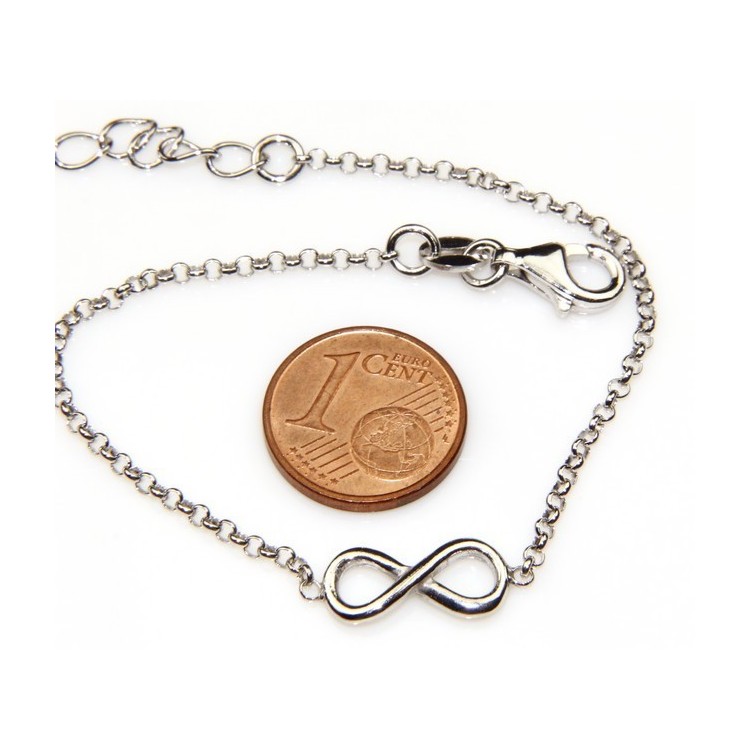 NLB|Argento 925 : bracciale rolo' uomo o donna con 1 simbolo dell'infinito da 16,00 a 20,50 cm
