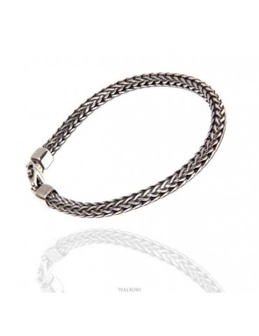 bracciale argento 925 snake scuro squadrato da uomo 19 cm NALBORI
