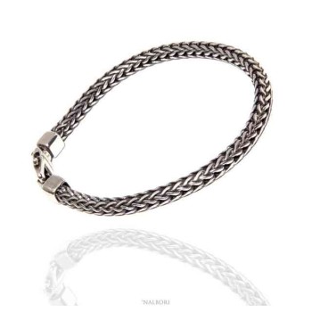 NLB|Men's 925 silver snake dark square bracelet 19 cm