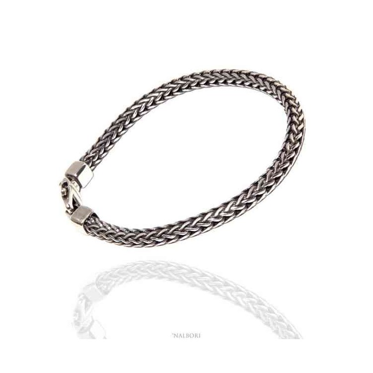 NLB|Men's 925 silver snake dark square bracelet 19 cm