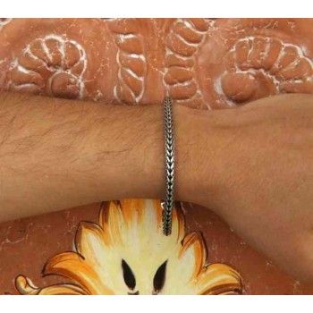 NLB|Men's 925 silver snake dark square bracelet 19 cm