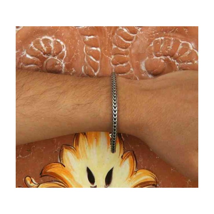 NLB|Men's 925 silver snake dark square bracelet 19 cm