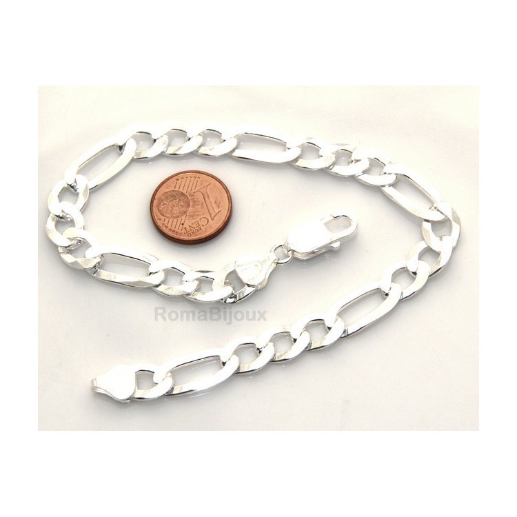 NLB|Bracciale uomo argento 925 figaro da 7,5mm Lungo