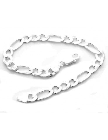 SILVER 925: Man Bracelet Chain 7.5 mm figaro 3 + 1 bleached very long XXL