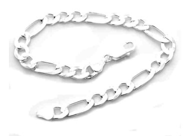 NLB|SILVER 925: Man Bracelet Chain 7.5 mm figaro 3 + 1 bleached very long XXL