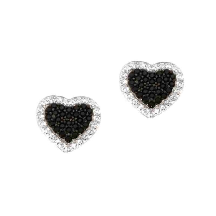 NLB|925 silver heart earrings with zircons green pink black blue brand NALBORI