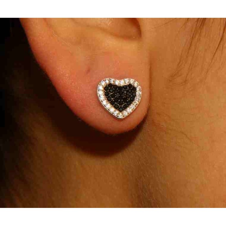 NLB|gioielli di marca orecchini cuore argento 925 rosa verde nero blu zirconi nalbori