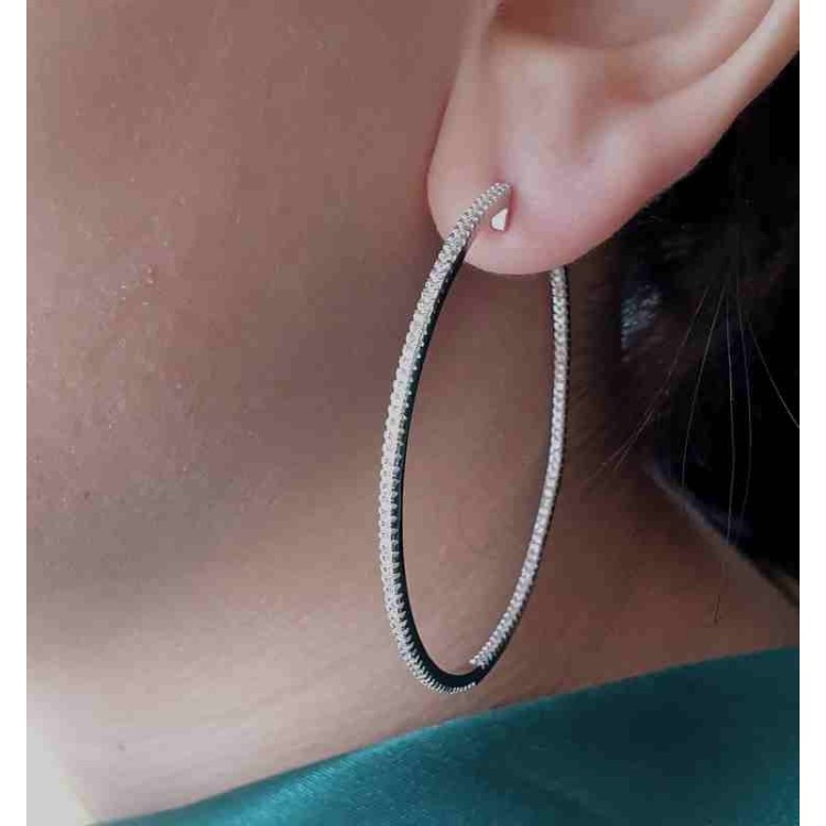 NLB|925 silver earrings circles zircons internal external 5cm brand NALBORI
