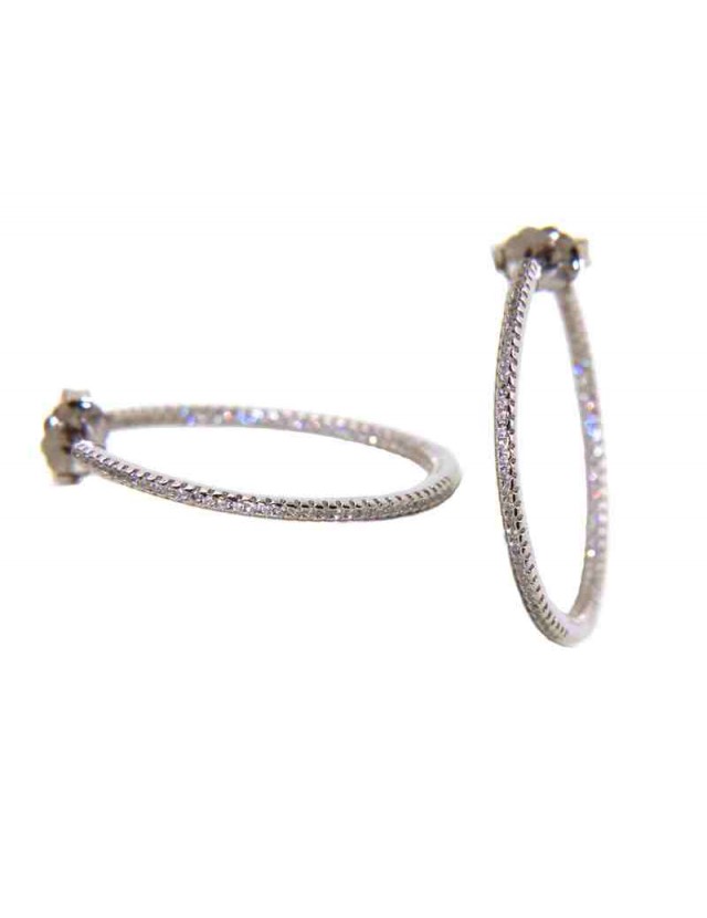 Orecchini zirconi interno esterno cerchi argento 925 30mm - medi nalbori Orecchini zirconi interno esterno cerchi argento 925 30mm - medi nalbori
