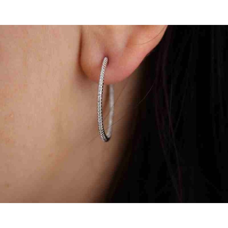 NLB|925 silver earrings circles zircons internal external 3cm brand NALBORI