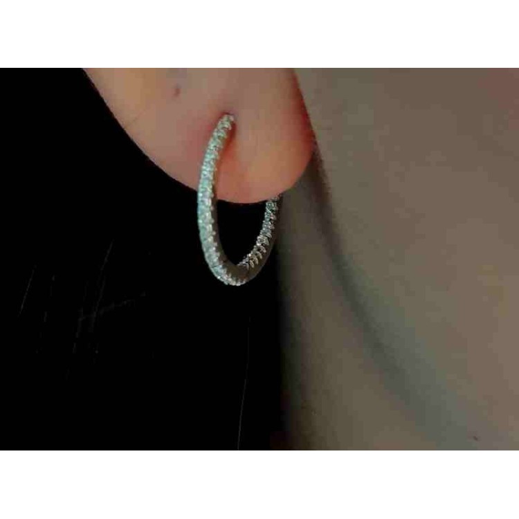 NLB|925 silver earrings circles zircons internal external 2cm brand NALBORI