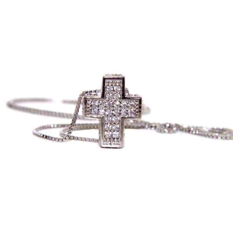 NLB|925: Necklace Collier man woman Venetian 3D and cross studded with zirconia brand NALBORI