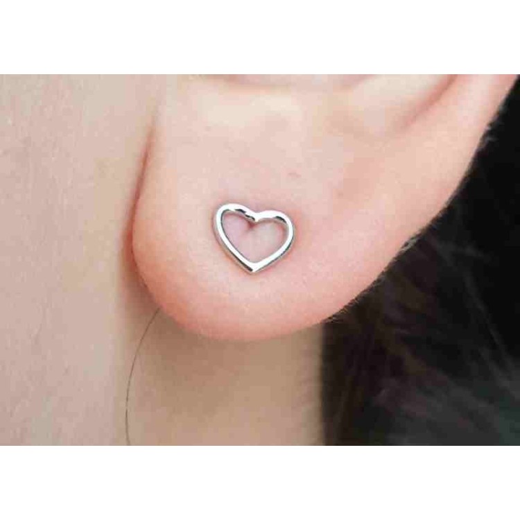 NALBORI 925 silver woman earrings with open heart