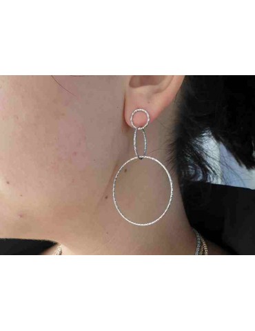 NALBORI Orecchini donna argento 925 con 3 cerchi diamantati oro bianco placcati