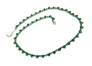 NLB|collana donna cuori verdi tennis argento 925 e zirconi emerald NALBORI