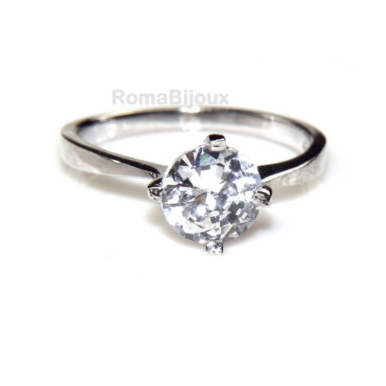 NLB|silver 925 Rhodium: Solitaire with zircon 5.5mm brilliant cut