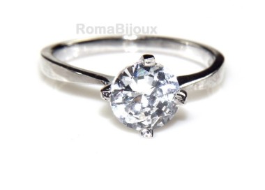 NLB|Argento 925 Rodiato : Solitario con zircone da 5,5 mm taglio brillante