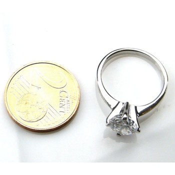 NLB|silver 925 Rhodium: Solitaire with zircon 5.5mm brilliant cut