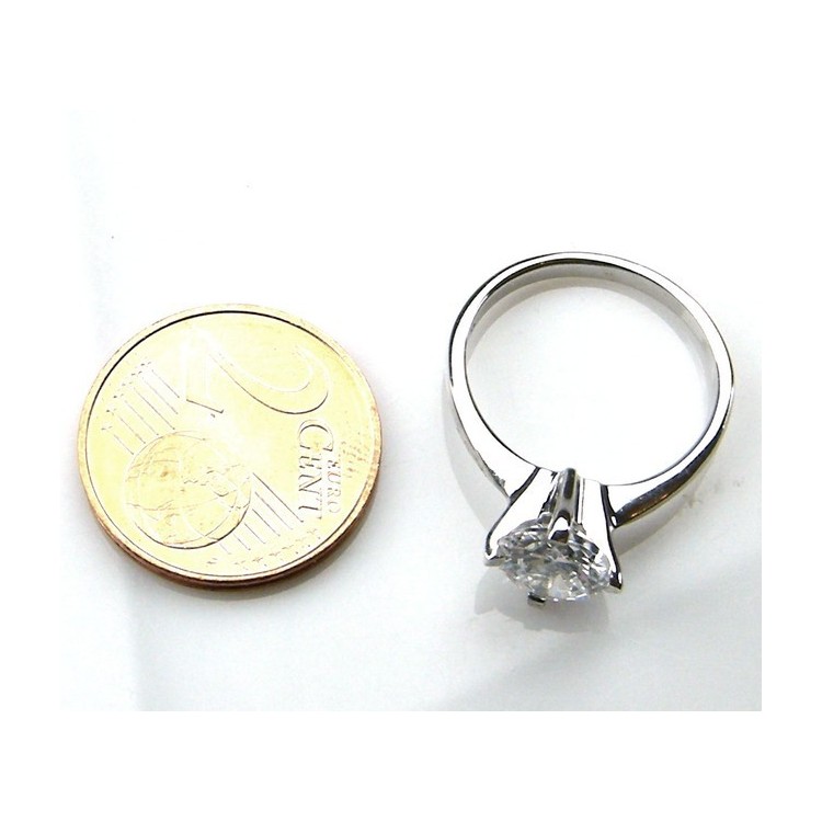 NLB|Argento 925 Rodiato : Solitario con zircone da 7mm taglio brillante