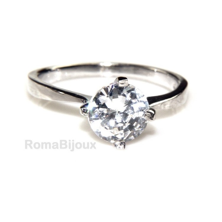 NLB|silver 925 Rhodium: Solitaire with zircon 5.5mm brilliant cut