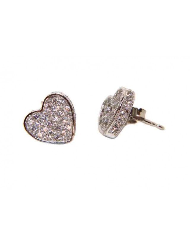 orecchini argento 925 zirconi e cuore 3d da 11mm per donna orecchini argento 925 zirconi e cuore 3d da 11mm per donna