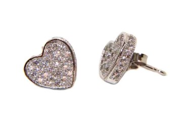 NLB|orecchini argento 925 zirconi e cuore 3d da 11mm per donna