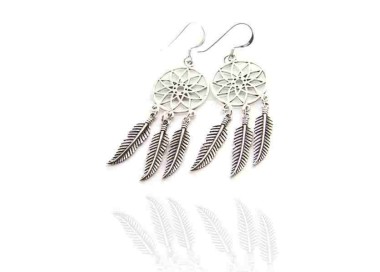 NLB|925, pendants earrings for woman with dream catchers catcher and antique dark feathers dreamcatcher