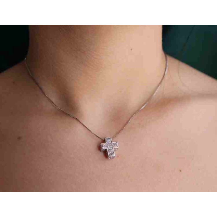 NLB|925: Necklace Collier man woman Venetian 3D and cross studded with zirconia