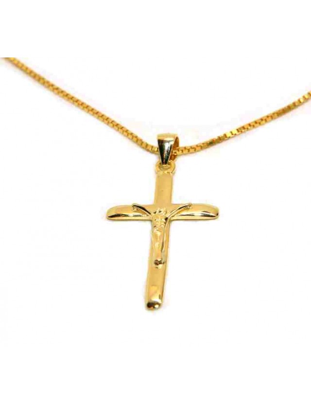 collana argento 925 croce placcata in oro giallo per uomo e donna