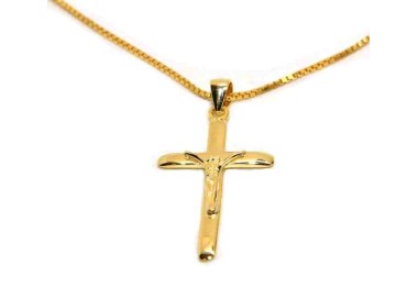 NLB|collana argento 925 croce placcata in oro giallo per uomo e donna