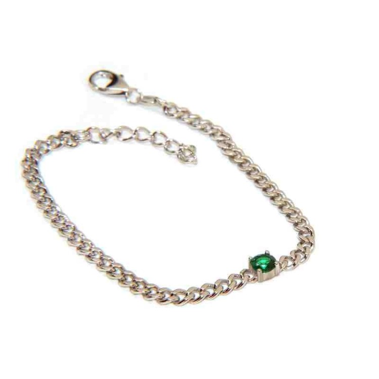 NLB|Bracciale argento 925 grumetta con zircone verde smeraldo donna NALBORI