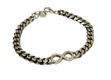 NALBORI Men's steel gourmette bracelet with dark infinity