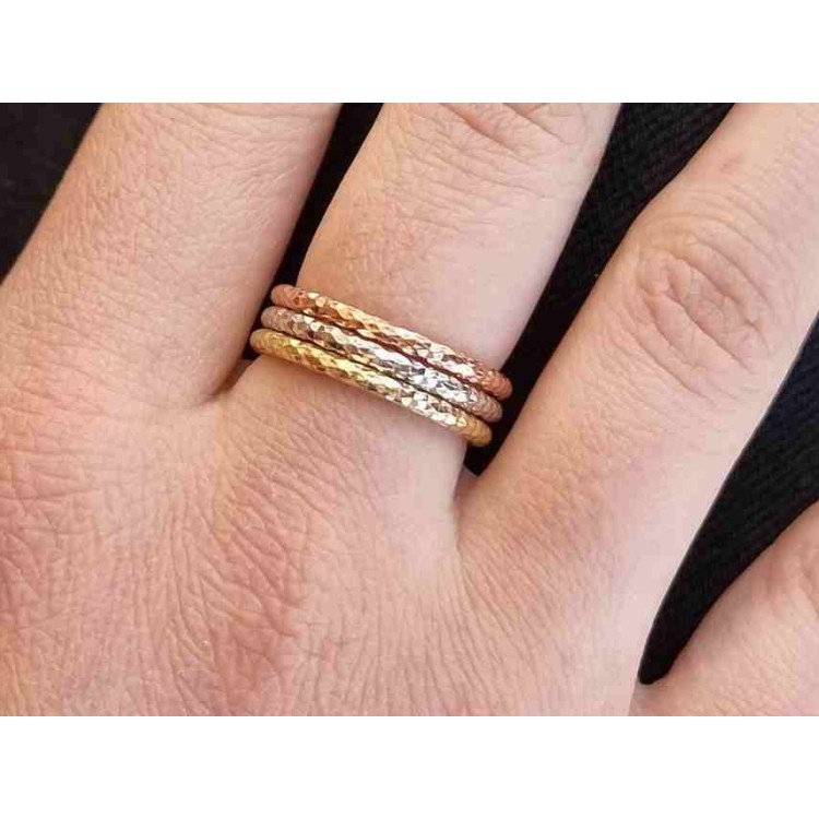 NALBORI Tris 925 silver rings in 3 colors 6mm for woman three golds