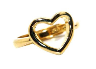 NALBORI Heart ring Silver 925 heart yellow gold adjustable woman
