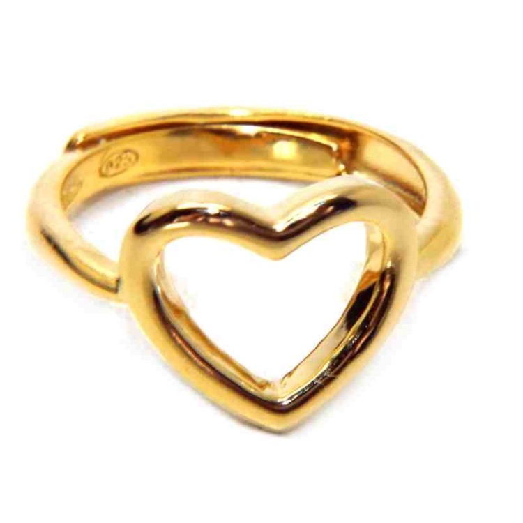 NALBORI Heart ring Silver 925 heart yellow gold adjustable woman