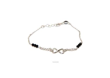 NLB|Bracciale donna Argento 925 cristallo nero tris con infinito 16 - 18,50