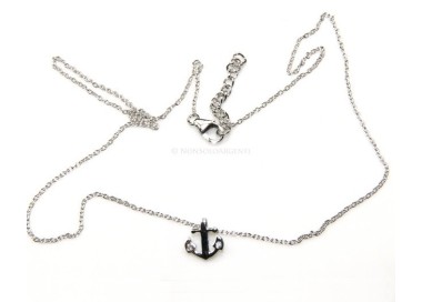 NLB|silver 925: Necklace Collier man woman "forzatina" 40 + 3 and small anchor white zirconia