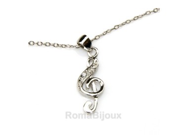 NLB|silver 925: man woman anklet bracelet with pendant clef white zirconia