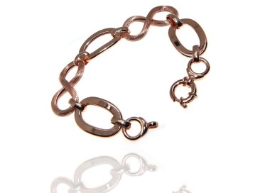 NLB|925 Silver and Gold Rosé: woman bracelet with oval link smooth and grooved 8