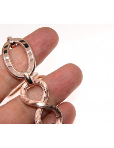 Bracciale argento 925 donna con 8 scanalato e ovali lisci donna placcato oro rosa