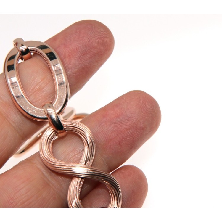 NLB|Bracciale argento 925 donna con 8 scanalato e ovali lisci donna placcato oro rosa